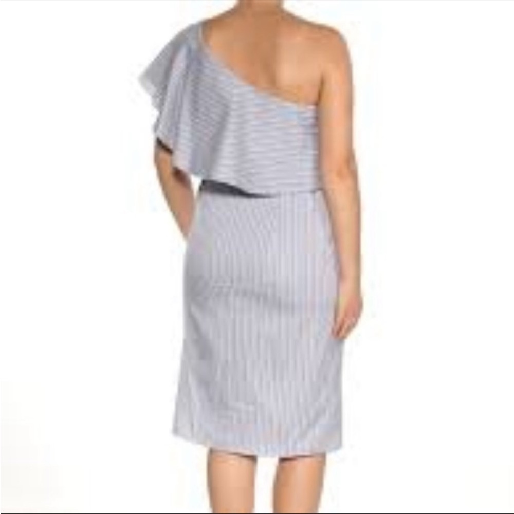 Bar III Popover One Shoulder Striped Dress NWT